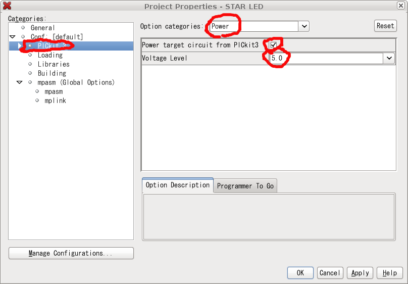 projection properties pickit3
